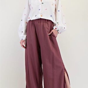 Easel Dusty Rose Wide-Leg Pants